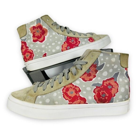 Adidas Originals Courtvantage Mid Grey / Pink Floral S79953 Women's 7.5 - Picture 1 of 11
